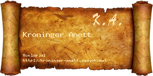 Kroninger Anett névjegykártya
